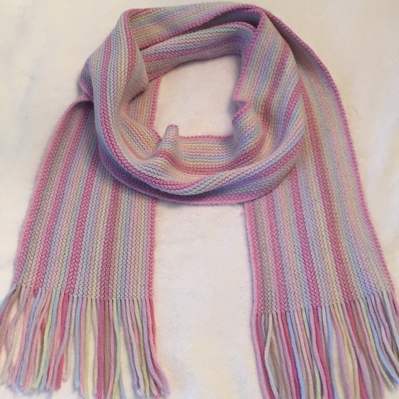 Accessories Pastel Striped Knit Scarf With Fringe Poshmark